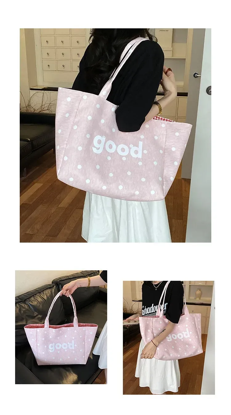Tas Selempang Wanita Bahan PU Sintetis Motif Polkadot Warna Pink Bentuk Kotak Model Quilted