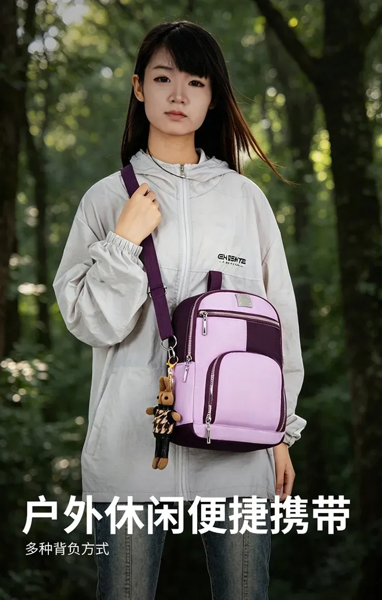 Tas Selempang Wanita Bahan PU Sintetis Polos Warna Pink Bentuk Kotak Tali Lebar Resleting